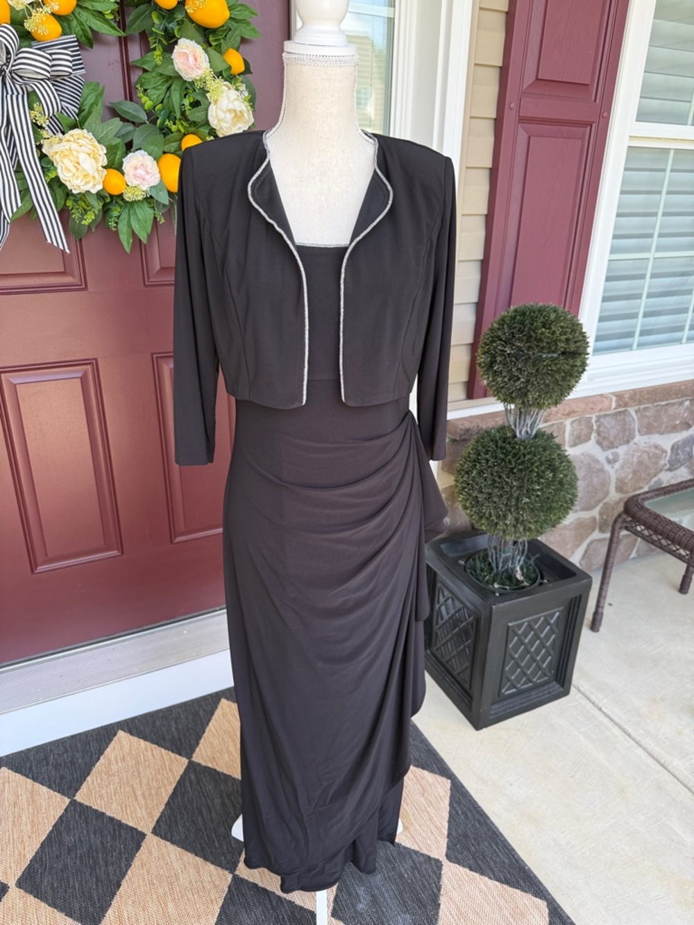 Alex Evenings Elegant Black Evening Dress with Bolero Jacket